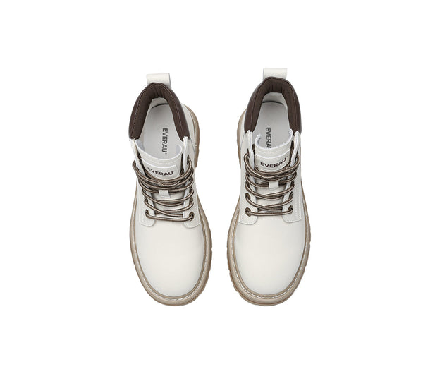 Women Leather Lace Up Chunky Boots Stephanie