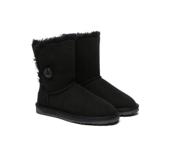 UGG EVERAU® UGG Boots Double Faced Sheepskin Wool Short Button - UGG EXPRESS