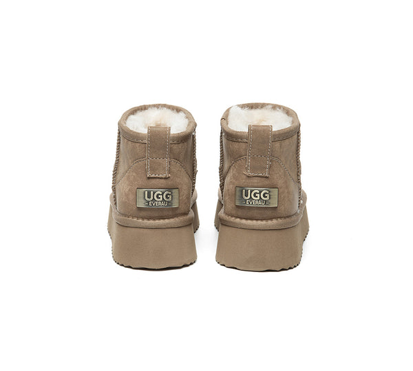 UGG EVERAU Boots Women Sheepskin Wool Ankle Platform Romi