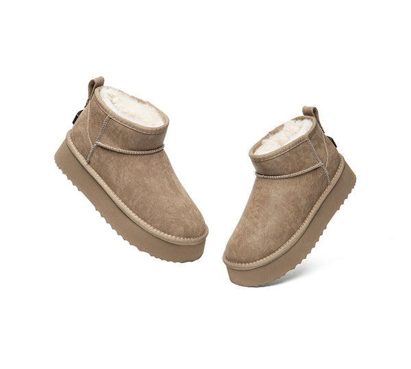 UGG EVERAU Boots Women Sheepskin Wool Ankle Platform Romi