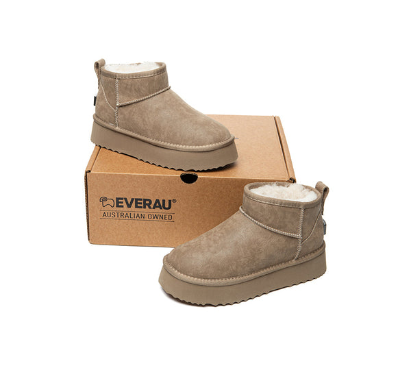 UGG EVERAU Boots Women Sheepskin Wool Ankle Platform Romi