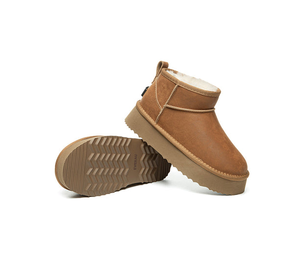 UGG EVERAU Boots Women Sheepskin Wool Ankle Platform Romi