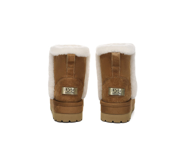 UGG Boots Women Sheepskin Wool Shearling Lined Ankle Platform Udelia