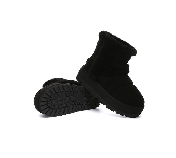 UGG Boots Women Sheepskin Wool Shearling Lined Ankle Platform Udelia