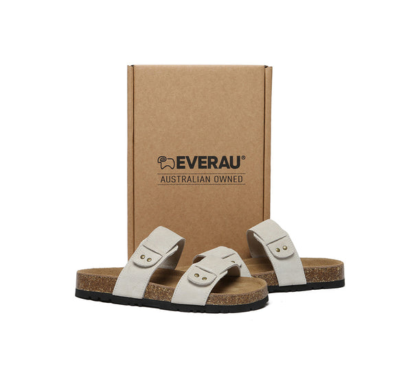 EVERAU® Double Straps Embossed Slip-on Summer Sandal Slides Aurelia - UGG EXPRESS