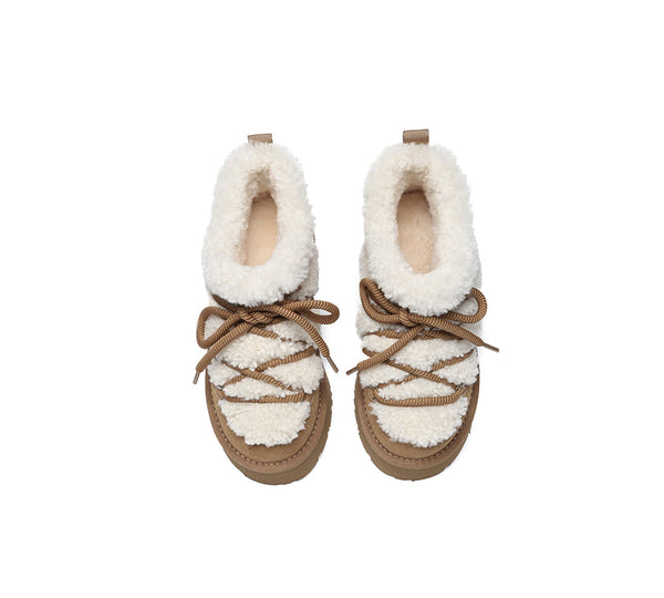 UGG Boots Women Sheepskin Wool Ankle Platform Mini Carmen