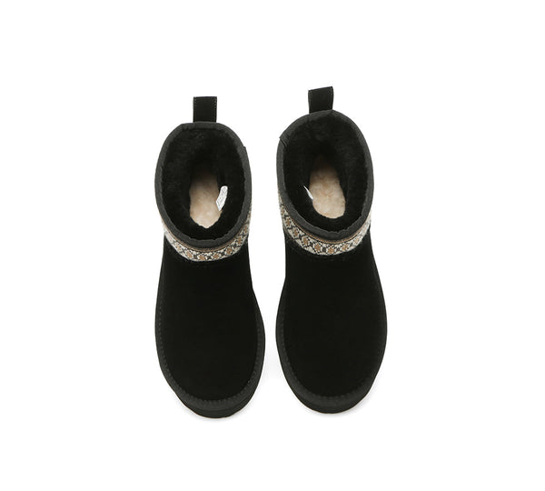 UGG Boots Sheepskin Wool Woven Ankle Platform Grantlee