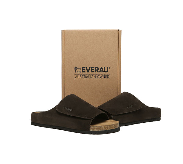 EVERAU?? Men Adjustable Embossed Slip-on Summer Slides Justice - UGG EXPRESS