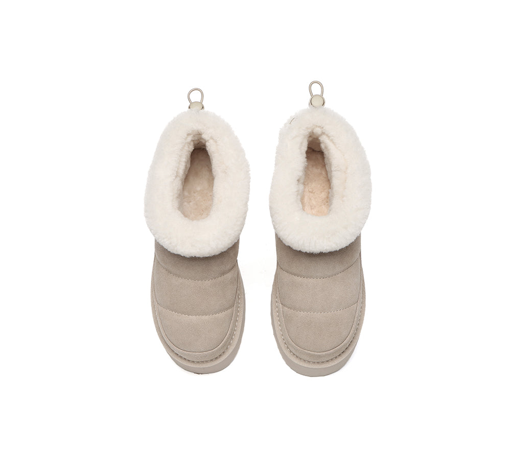 UGG EVERAU Payton Sheepskin Ankle Boots Women’s Drawstring Platform Winter Shoes