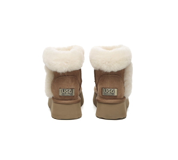 UGG Boots Women Sheepskin Wool Shearling Lined Mini Platform Kazzi