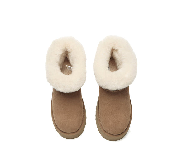 UGG Boots Women Sheepskin Wool Shearling Lined Mini Platform Kazzi
