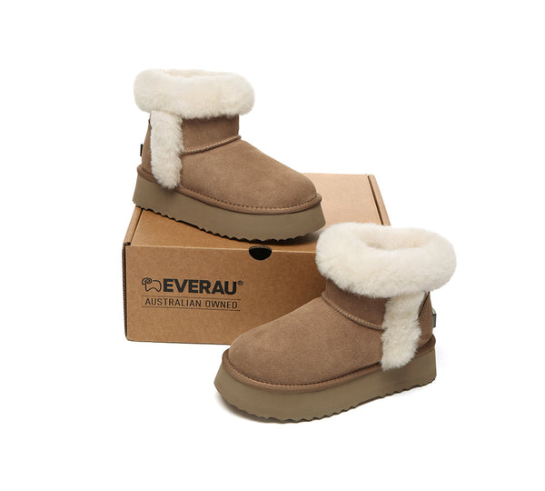 UGG Boots Women Sheepskin Wool Shearling Lined Mini Platform Kazzi
