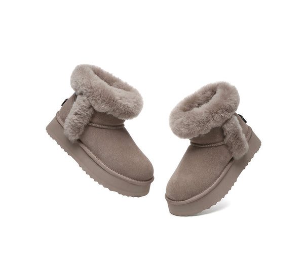 UGG Boots Women Sheepskin Wool Shearling Lined Mini Platform Kazzi