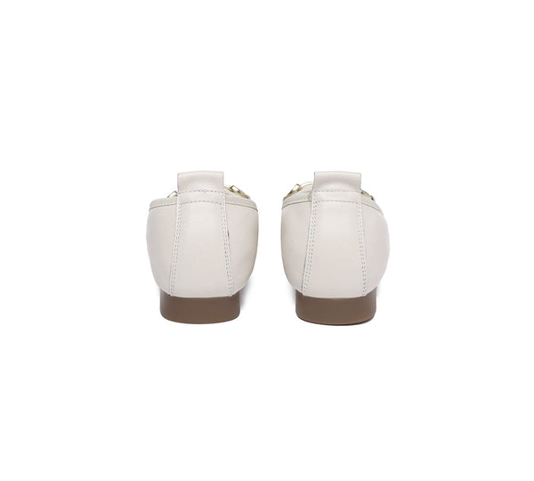 EVERAU® Women Leather Round Toe Metal Buckle Ultra Soft Ballet Flats Blake - UGG EXPRESS