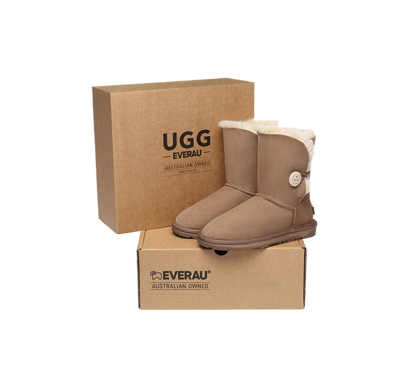 UGG EVERAU® UGG Boots Double Faced Sheepskin Wool Short Button - UGG EXPRESS