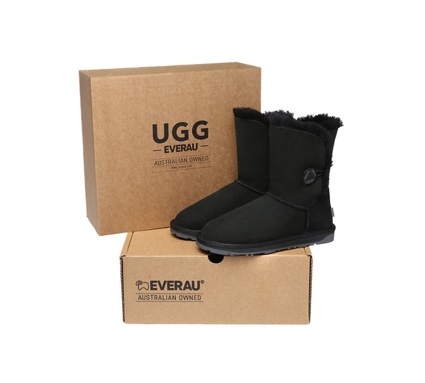 UGG EVERAU® UGG Boots Double Faced Sheepskin Wool Short Button - UGG EXPRESS