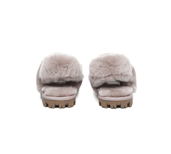 AUSTRALIAN SHEPHERD® 3-Way Style UGG Women Slippers Removable Wool Fluffy Strap Slingback Waffle UGG AUSTRALIAN SHEPHERD