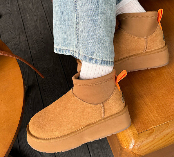 UGG Boots Women Sheepskin Wool Stretchy Ankle Mini Platform Ethel