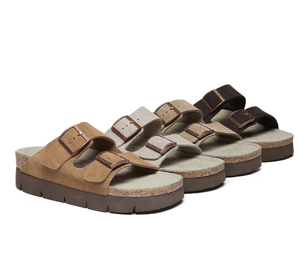 Adjustable Strap Embossed Slip - on Platform Summer Sandal Slides - Slides - Brown - AU Ladies 4 / AU Men 2 / EU 35 - Uggoutlet