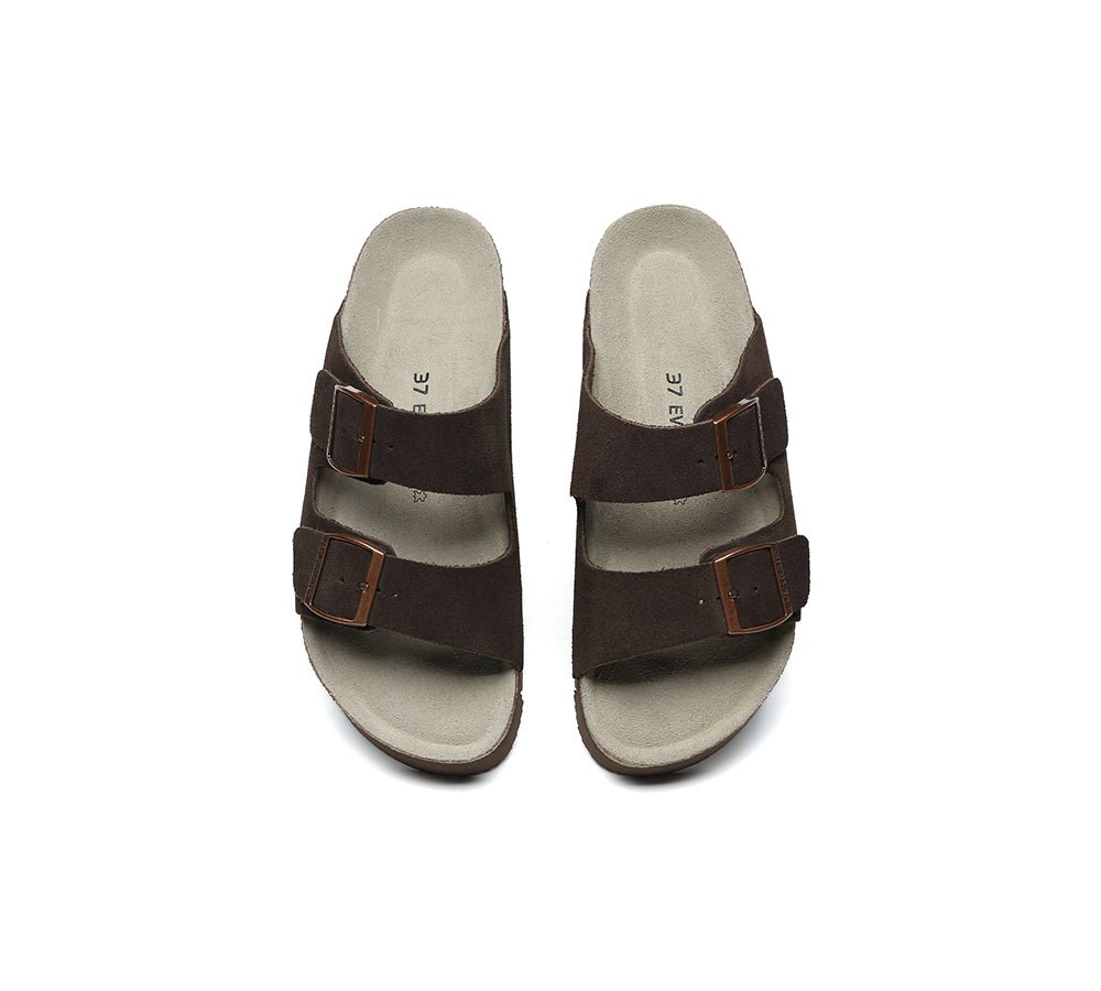 Adjustable Strap Embossed Slip - on Platform Summer Sandal Slides - Slides - Chocolate - AU Ladies 4 / AU Men 2 / EU 35 - Uggoutlet