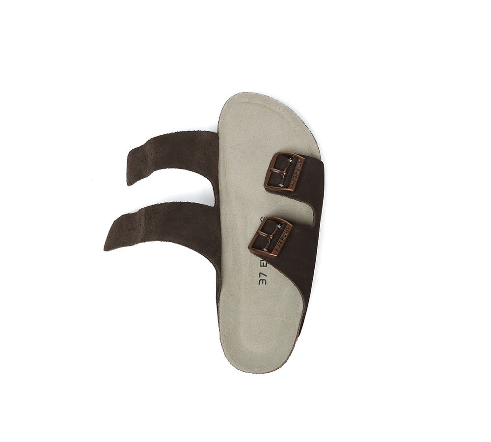 Adjustable Strap Embossed Slip - on Platform Summer Sandal Slides - Slides - Chocolate - AU Ladies 4 / AU Men 2 / EU 35 - Uggoutlet