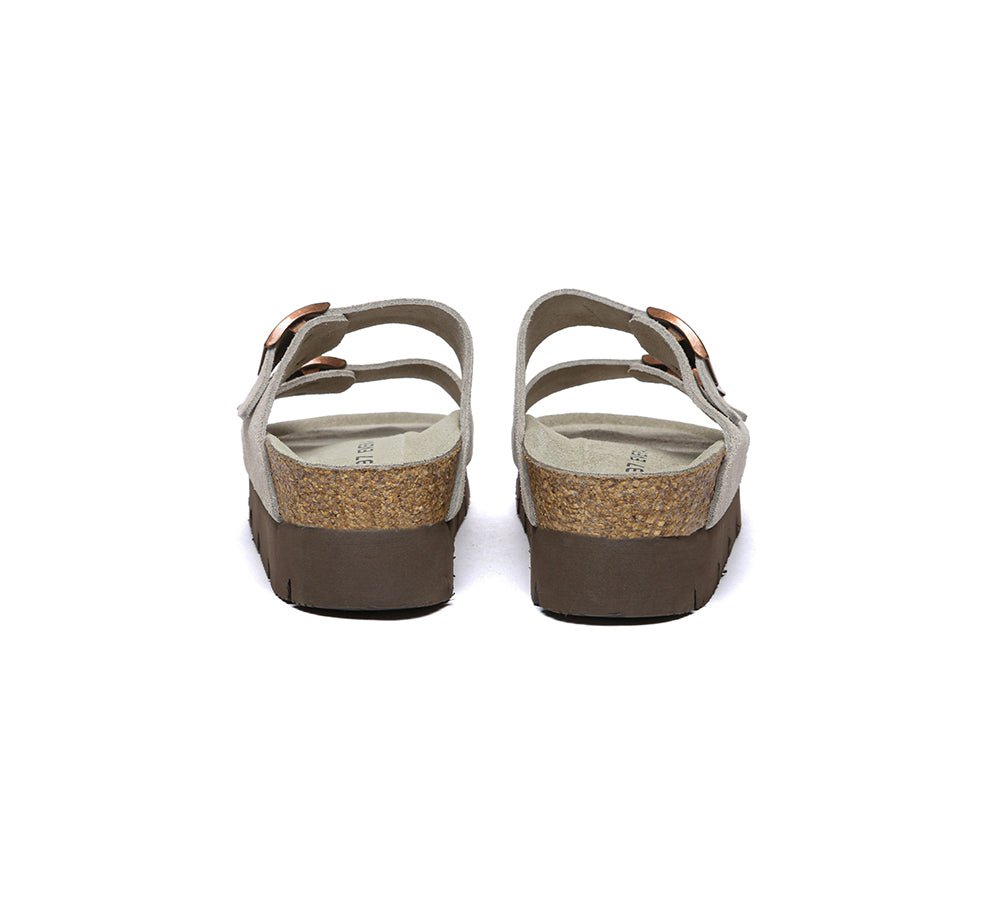 Adjustable Strap Embossed Slip - on Platform Summer Sandal Slides - Slides - Grey - AU Ladies 4 / AU Men 2 / EU 35 - Uggoutlet