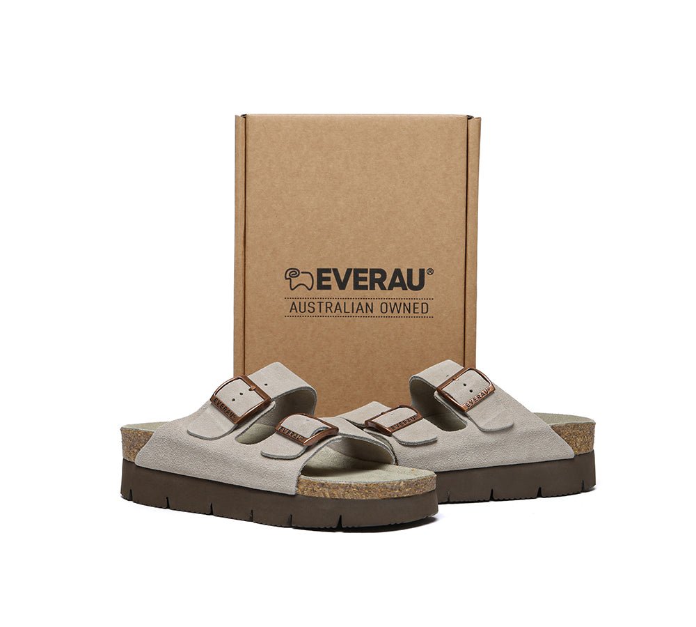 Adjustable Strap Embossed Slip - on Platform Summer Sandal Slides - Slides - Grey - AU Ladies 4 / AU Men 2 / EU 35 - Uggoutlet