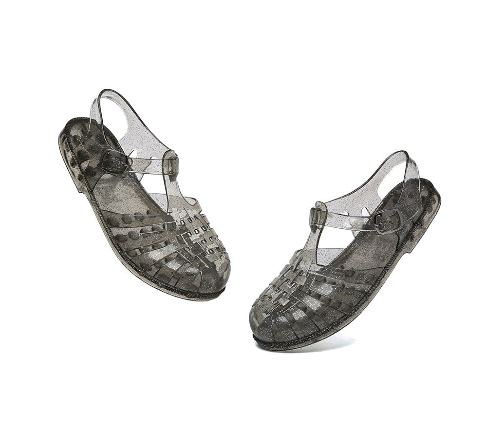Adjustable Straps Slingback Summer Sandals Felicia - Sandals - Sparkling Black - AU Ladies 5 / AU Men 3 / EU 36 - Uggoutlet