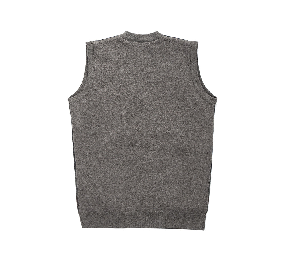 Apparel - TA Men Plaid Knitted Wool Vest Detachable Inner Fleece Lining