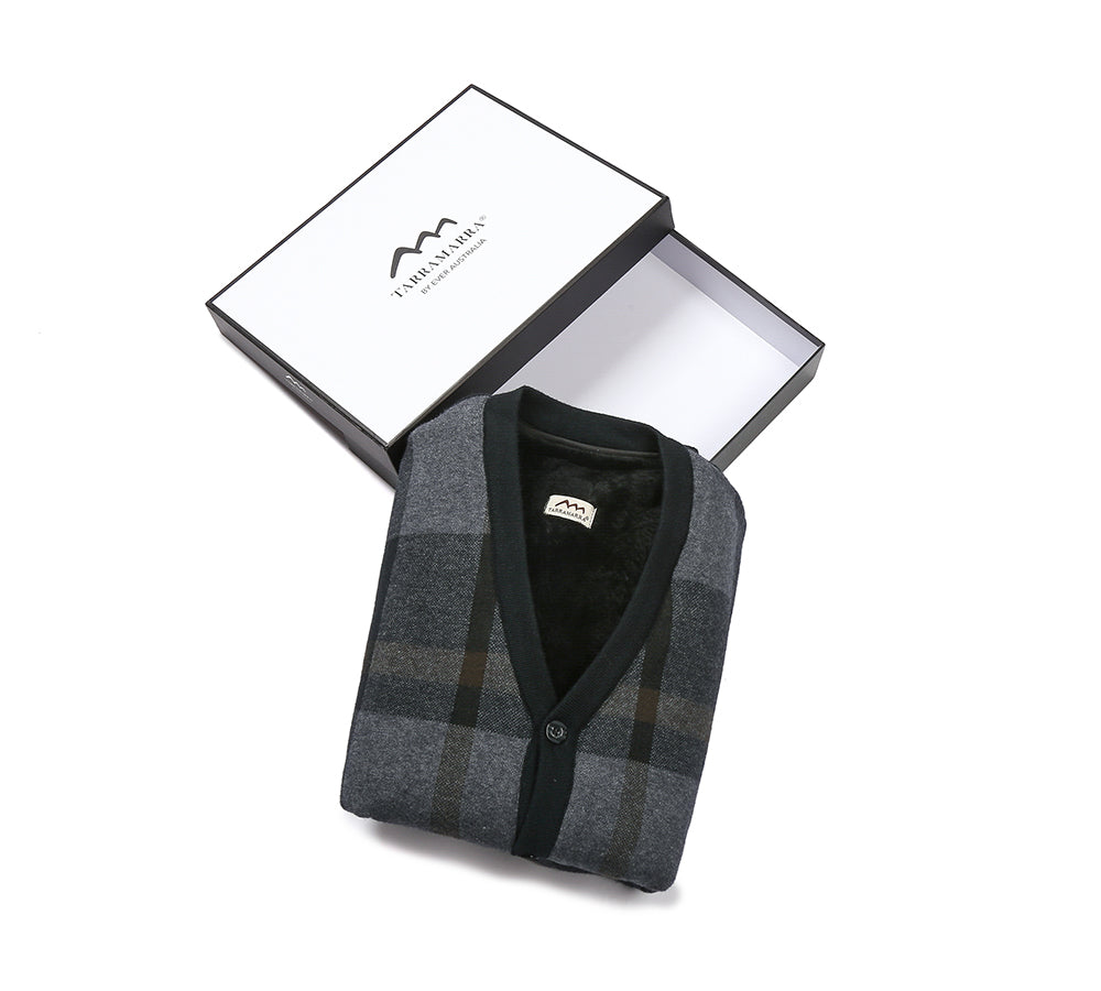 Apparel - TA Men Plaid Knitted Wool Vest Detachable Inner Fleece Lining