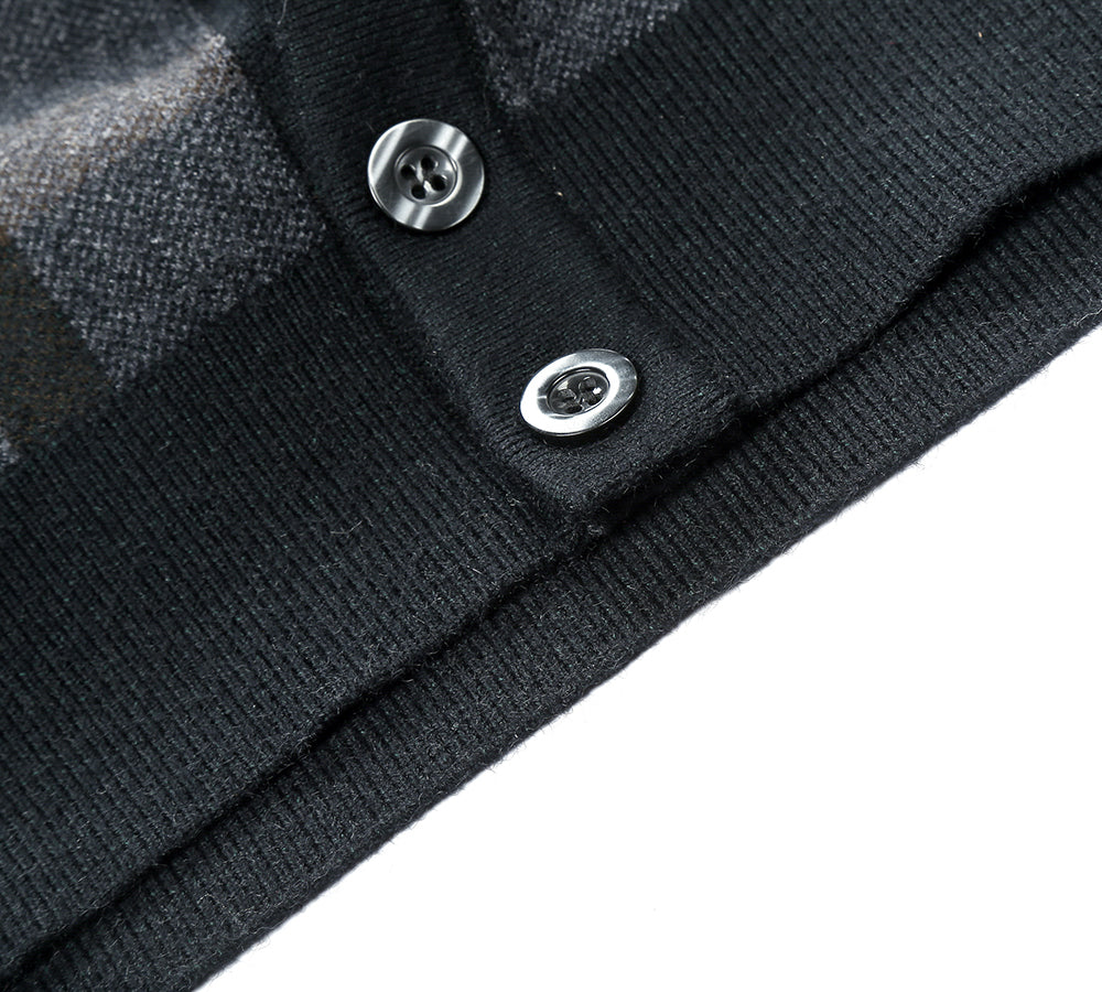 Apparel - TA Men Plaid Knitted Wool Vest Detachable Inner Fleece Lining