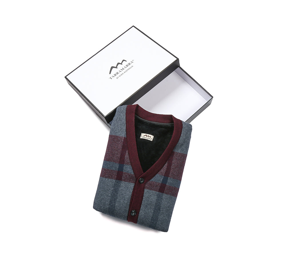 Apparel - TA Men Plaid Knitted Wool Vest Detachable Inner Fleece Lining