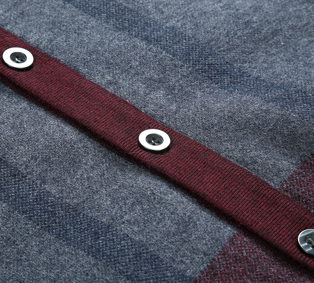 Apparel - TA Men Plaid Knitted Wool Vest Detachable Inner Fleece Lining