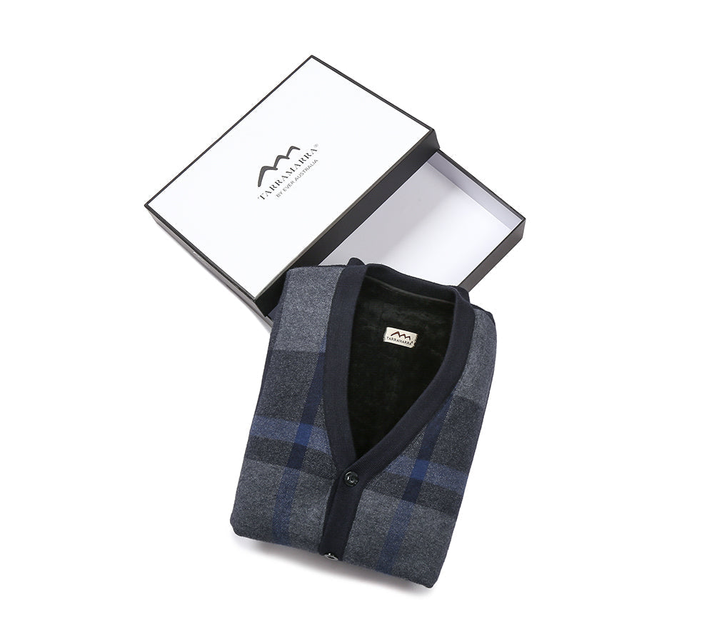 Apparel - TA Men Plaid Knitted Wool Vest Detachable Inner Fleece Lining
