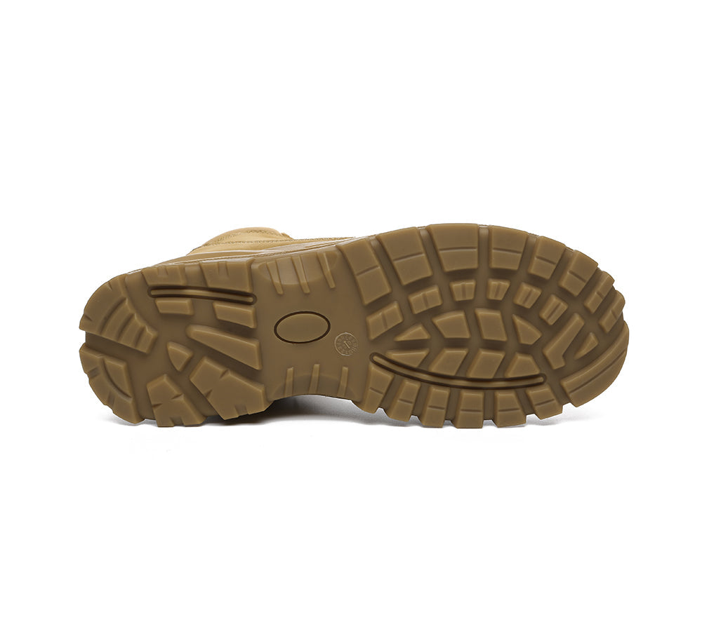 Boots - Work Safety Boots Mens Leo Lace Up Zip Steel Toe With Wool Insoles