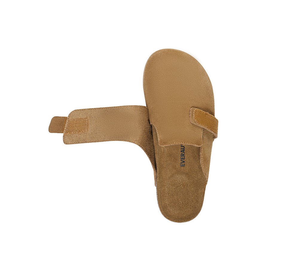 Double Adjustable Strap Embossed Slip - on Summer Flat Clog Slides Skyler - Slides - Chestnut - AU Ladies 4 / AU Men 2 / EU 35 - Uggoutlet