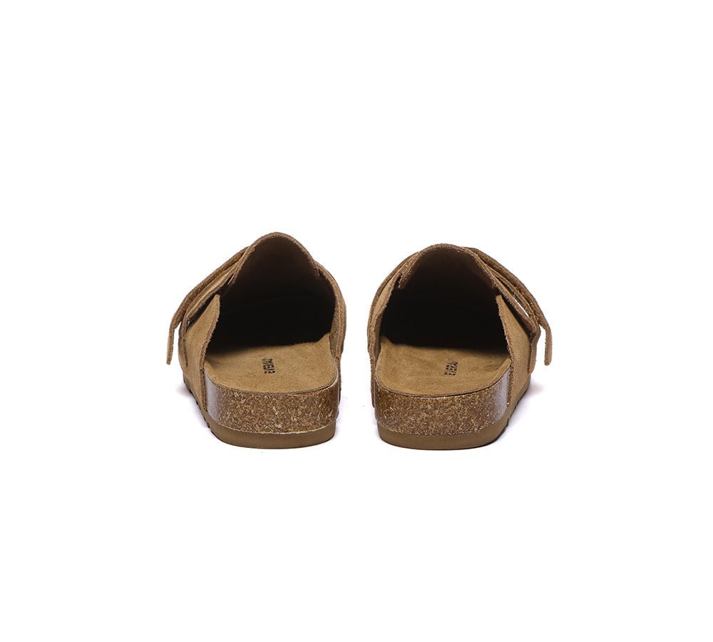 Double Adjustable Strap Embossed Slip - on Summer Flat Clog Slides Skyler - Slides - Chestnut - AU Ladies 4 / AU Men 2 / EU 35 - Uggoutlet