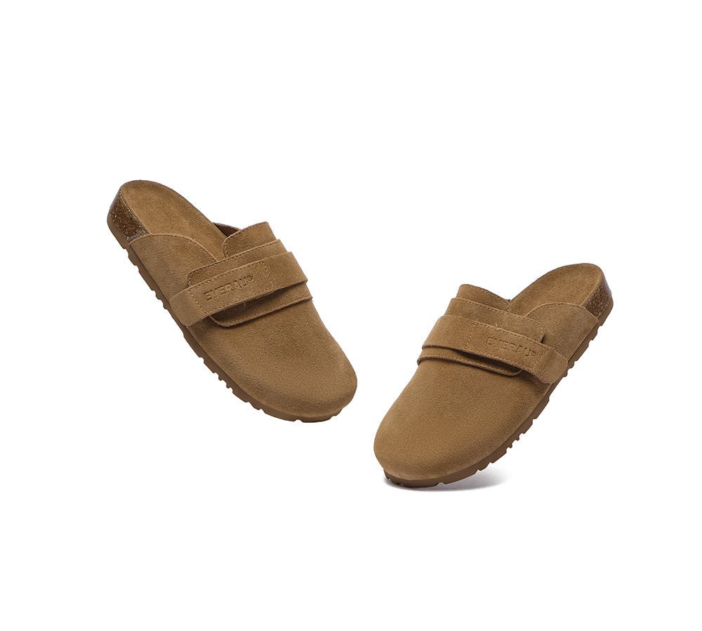 Double Adjustable Strap Embossed Slip - on Summer Flat Clog Slides Skyler - Slides - Chestnut - AU Ladies 4 / AU Men 2 / EU 35 - Uggoutlet