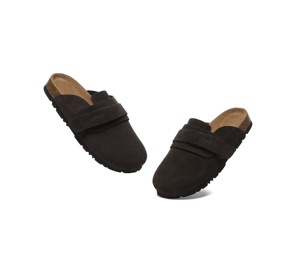Double Adjustable Strap Embossed Slip - on Summer Flat Clog Slides Skyler - Slides - Chocolate - AU Ladies 4 / AU Men 2 / EU 35 - Uggoutlet