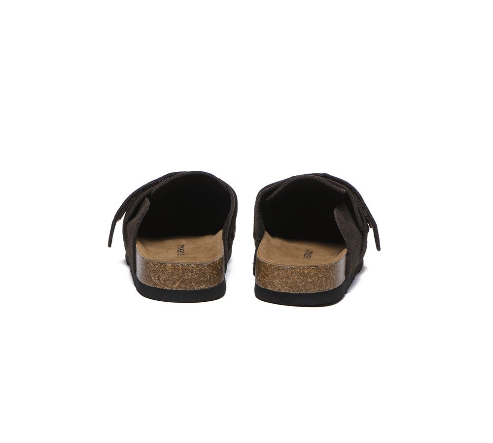 Double Adjustable Strap Embossed Slip - on Summer Flat Clog Slides Skyler - Slides - Chocolate - AU Ladies 4 / AU Men 2 / EU 35 - Uggoutlet