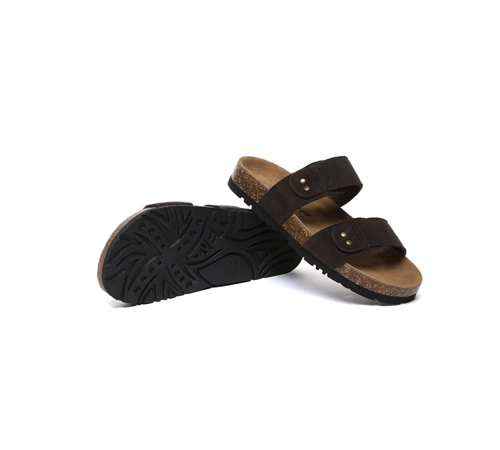 Double Straps Embossed Slip - on Summer Sandal Slides Aurelia - Slides - Chocolate - AU Ladies 4 / AU Men 2 / EU 35 - Uggoutlet