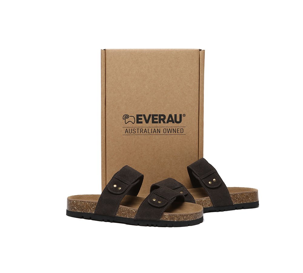 Double Straps Embossed Slip - on Summer Sandal Slides Aurelia - Slides - Chocolate - AU Ladies 4 / AU Men 2 / EU 35 - Uggoutlet
