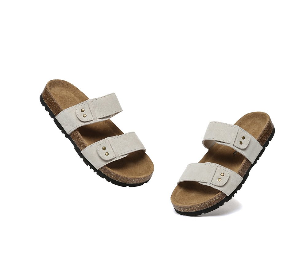 Double Straps Embossed Slip - on Summer Sandal Slides Aurelia - Slides - Sand - AU Ladies 4 / AU Men 2 / EU 35 - Uggoutlet