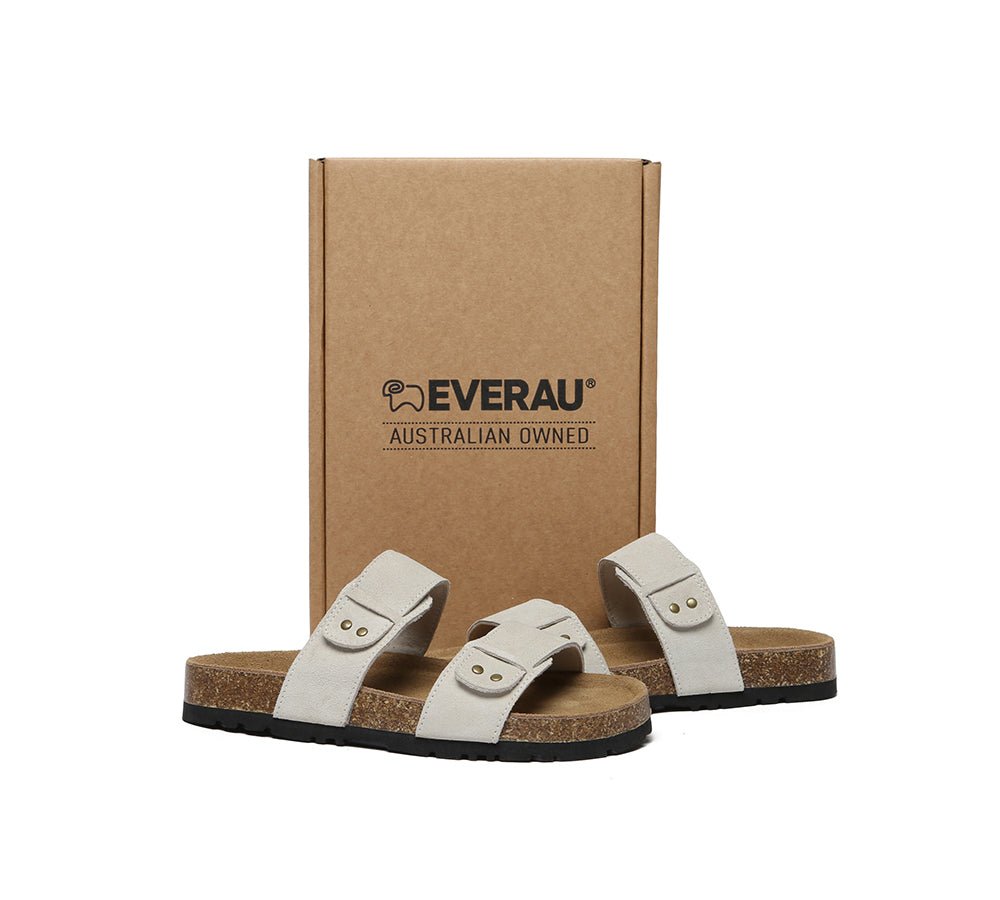 Double Straps Embossed Slip - on Summer Sandal Slides Aurelia - Slides - Sand - AU Ladies 4 / AU Men 2 / EU 35 - Uggoutlet
