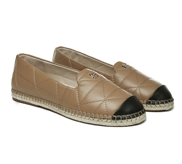 Espadrilles - Women Leather Slip-on Flat Espadrilles Evelyn