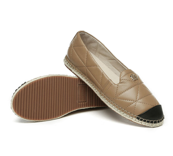 Espadrilles - Women Leather Slip-on Flat Espadrilles Evelyn