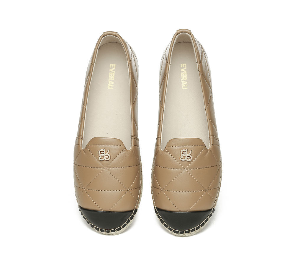 Women Leather Slip on Flat Espadrilles Evelyn Uggoutlet