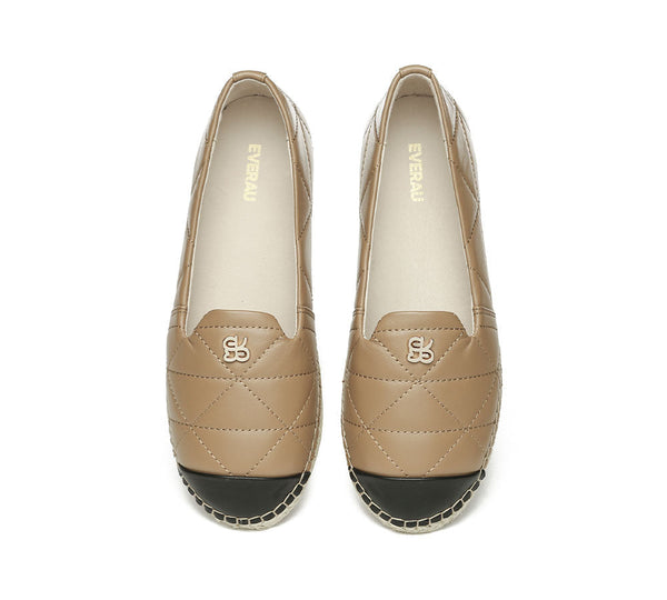 Espadrilles - Women Leather Slip-on Flat Espadrilles Evelyn
