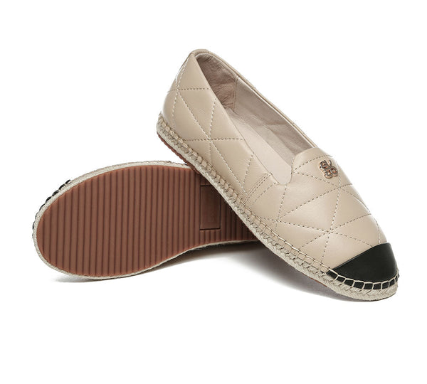 Espadrilles - Women Leather Slip-on Flat Espadrilles Evelyn