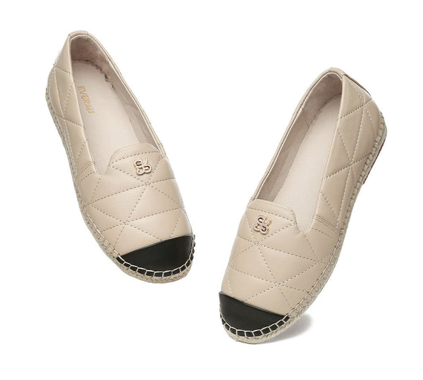 Espadrilles - Women Leather Slip-on Flat Espadrilles Evelyn